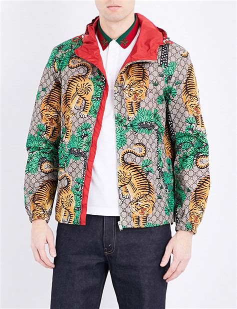 mens gucci denim jacket tiger|gucci tiger rain jacket.